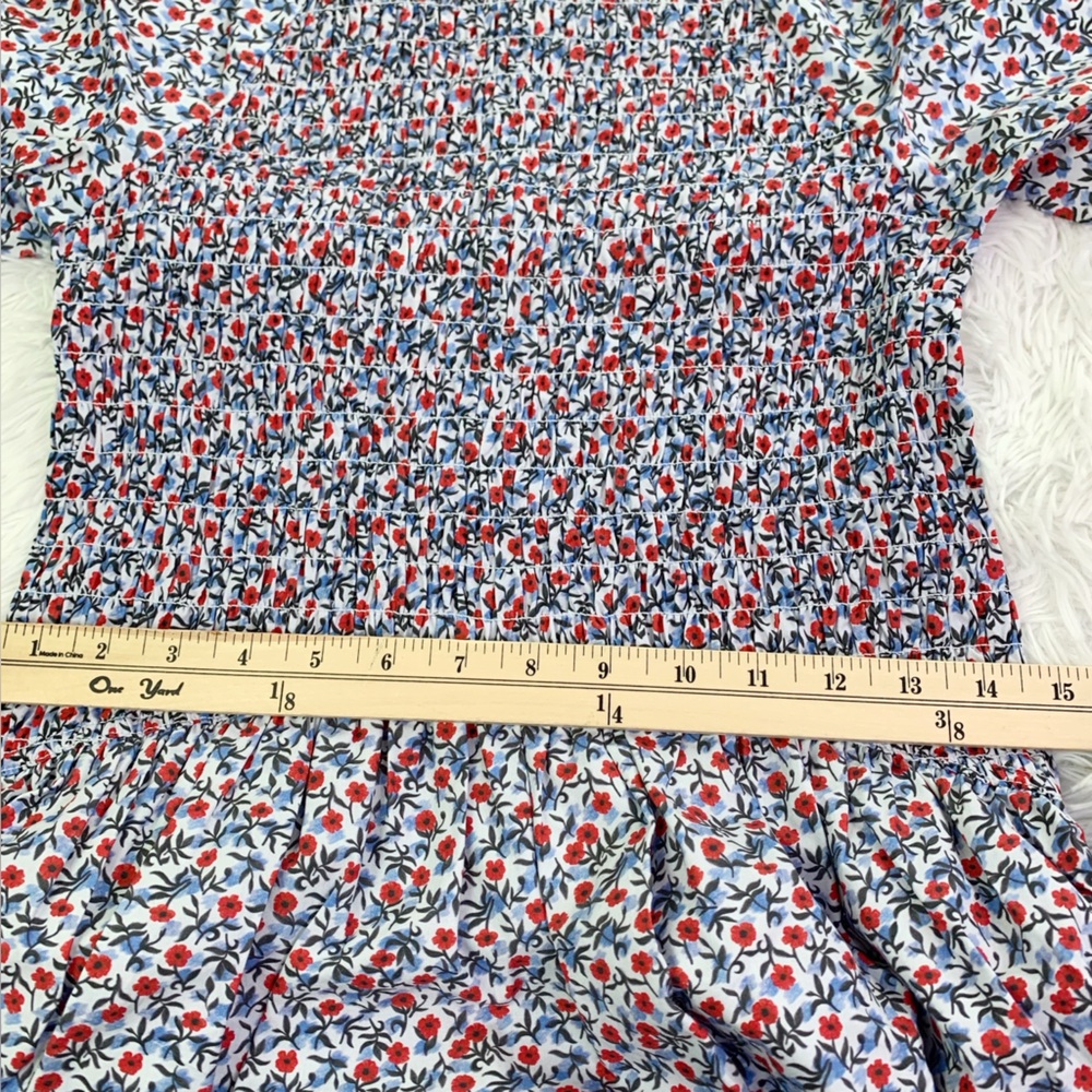 J. Crew NWT short sleeve Meadow midi smocked dress in poppy cotton poplin - Picture 7 of 9